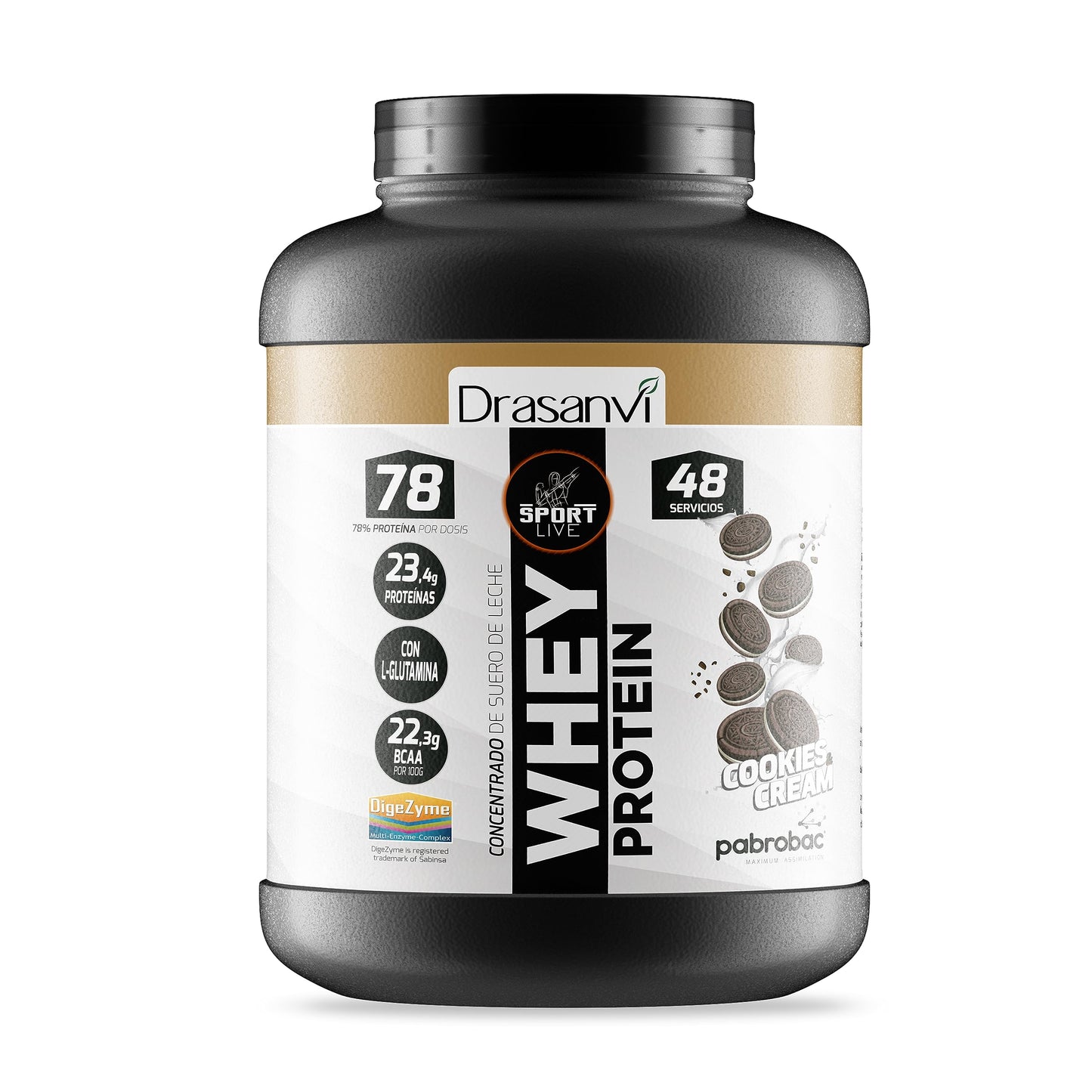 SPORT LIVE Concentrado de proteinas de suero de leche | Whey Protein en polvo con L-Glutamina y L-Leucina | Ayuda a aumentar tu masa muscular | Mejora tus batidos |Doble Chocolate | 750 GR