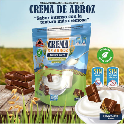 Crema de Arroz 1000g - Fácil Digestión, Ideal para Dietas Fitness, Perfecto para Pre-entrenos y Post-Entrenos, Textura Suave, Carbohidratos de Máxima Calidad (1000g, Chocolate)