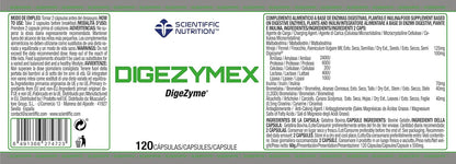 Scientiffic Nutrition - Digezymex, Enzimas Digestivas para Mejorar la Digestión y Reducir la Acidez - 120 Cápsulas Digezyme.