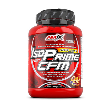 AMIX - Proteína Isolada Isoprime CFM, 1 Kg - Gran Aporte de Aminoácidos - Contiene Enzimas Digestivas - Libre de Aspartamo, Proteínas para Aumentar Masa Muscular, Sabor Chocolate