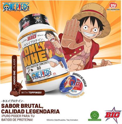 Proteinas Whey ONE PIECE - Edición Exclusiva con 12 Tazos Coleccionables. Materia Prima Premium. Whey Protein para Masa Muscular. Sin Lactosa (1Kg, Choco One & Milk Chocolate Chips)