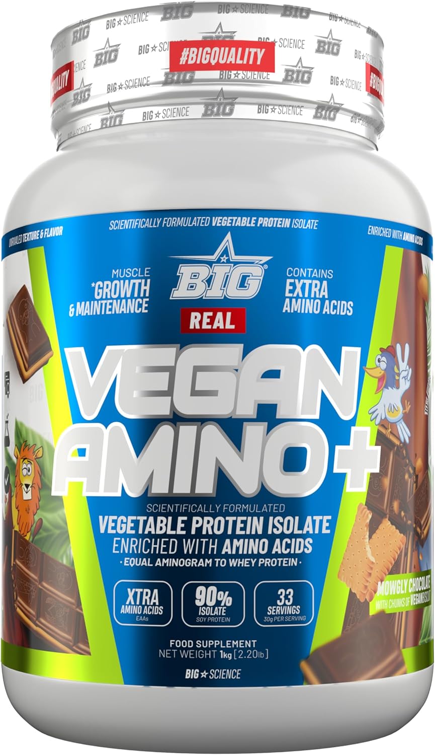 Proteina Vegana - Proteina Vegetal 100%, para Masa Muscular y Recuperación - Vegan Protein con Aminoácidos - Proteína en Polvo, Deliciosos Sabores, Sin Lactosa (1Kg, Mowgly Chocolate & Biscuits)