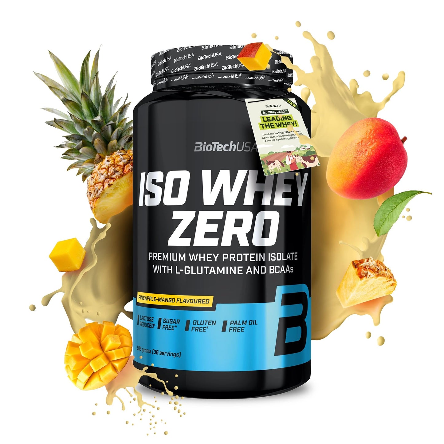 BioTechUSA Iso Whey Zero | Premium Whey Protein Isolate | Grass-Fed | Enzyme-Free | Sugar- and Gluten-free, 908 g, Chocolate