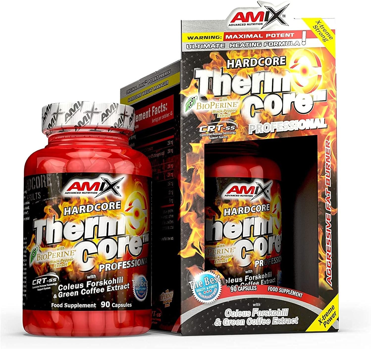 AMIX - Quemador de Grasa - Thermocore - 90 Cápsulas - Complemento para Cotrol de Peso - Complemento Alimenticio con Cafeína - Componentes Naturales - Reduce el Apetito - Fat Burner