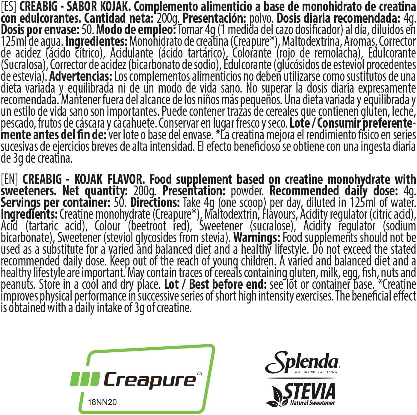 Creatina Creapure ® - Creatina Monohidratada Creapure en Polvo, Rendimiento Físico y Recuperación - Materia Prima Premium - Monohidrato de Creatina de Rápida Absorción, Vegana (250g, Kojak)