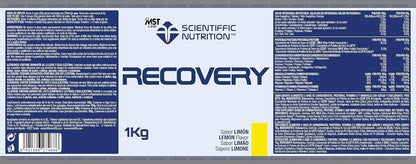 Scientiffic Nutrition - Recovery, Bebida Post Entreno para una Rápida Recuperación Muscular con Hidratos de Carbono, Hidrolizado y Proteína de Suero de Leche - 1kg, Sabor Limón.