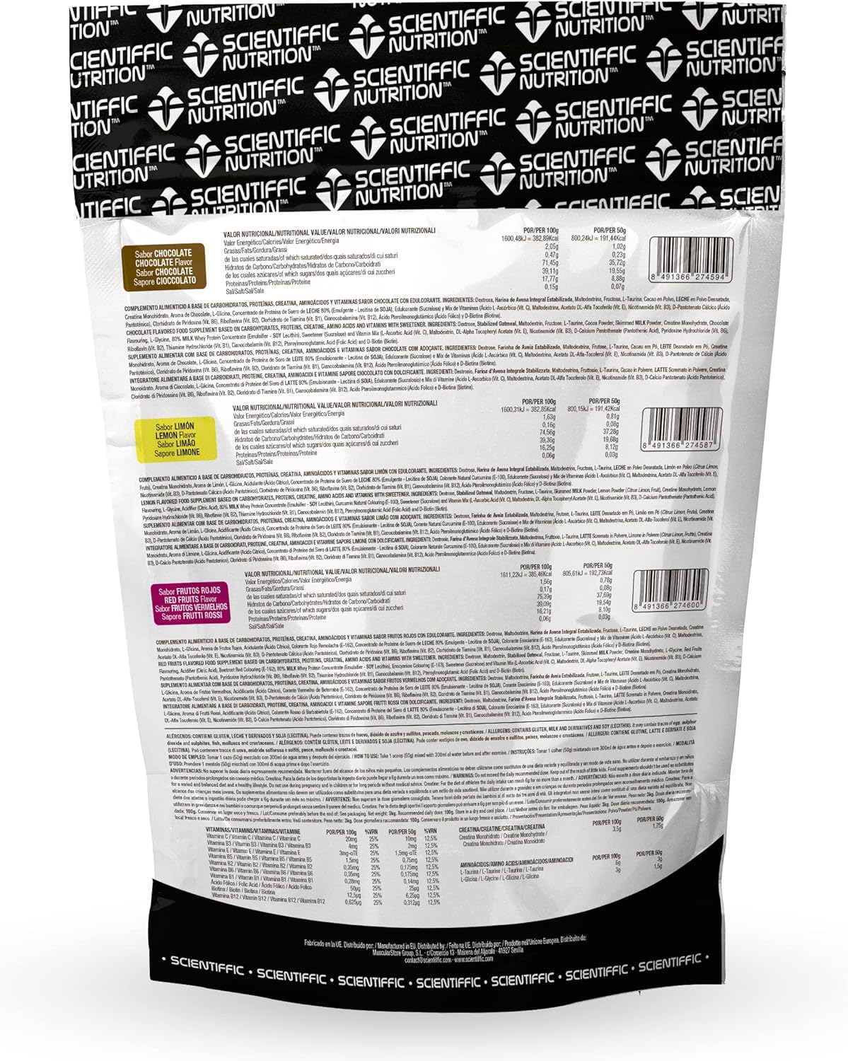 Scientiffic Nutrition - Brutal Impact, Ganador de Peso y Masa Muscular, Mass Gainer con Carbohidratos, Proteina de Suero y Aminoácidos como la Creatina - 3Kg, Sabor Chocolate.
