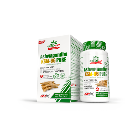 GreenDay ProVegan Ashwagandha KSM-66® – 60 cápsulas (Amix), imagen oficial del envase