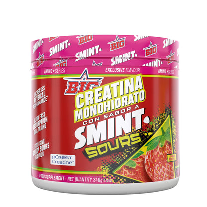BIG Creabig Purest - Creatina monohidrato en polvo, Smint Fresa 