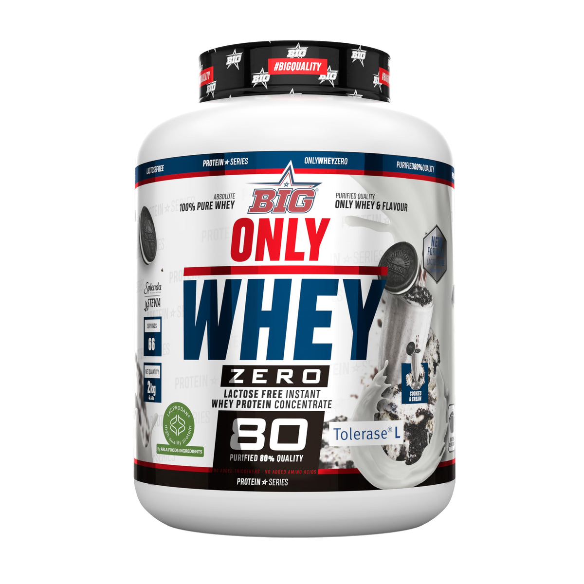 BIG Only Whey Zero - Proteína de suero con lactasa 2kg, Galletas y crema 2Kg