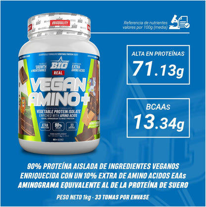 BIG Real Vegan Amino Plus - Proteína vegetal, 1 kg