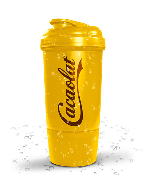 Shaker BIG Cacaolat amarillo, fotografía frontal