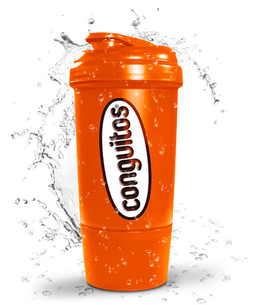 Shaker BIG Conguitos naranja, fotografía con salpicaduras de agua