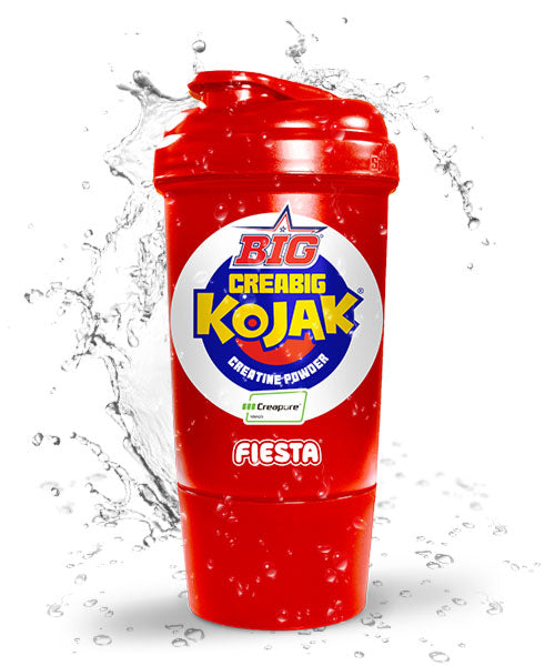 Shaker BIG Fiesta Kojak rojo, fotografía con salpicaduras de agua