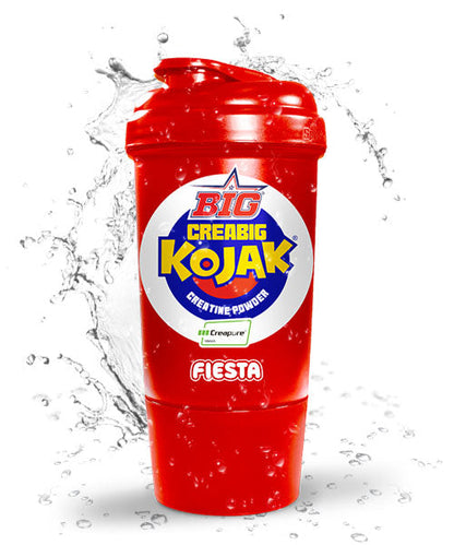 Shaker BIG Fiesta Kojak rojo, fotografía con salpicaduras de agua