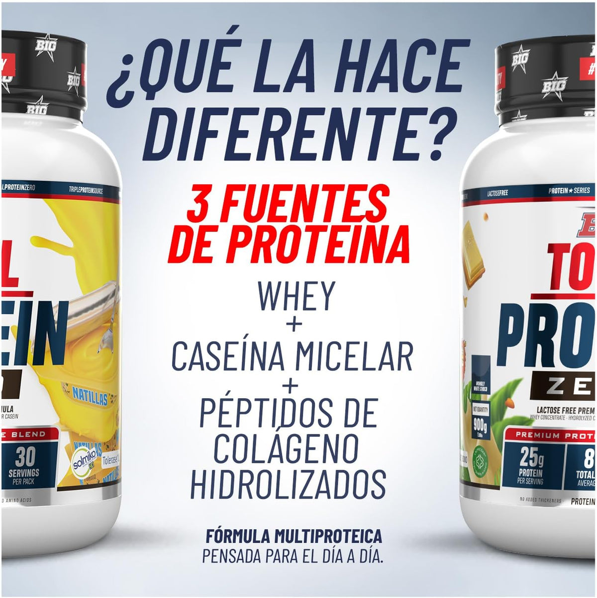 BIG Total Protein Zero - Proteína con whey y caseína, 900 gr