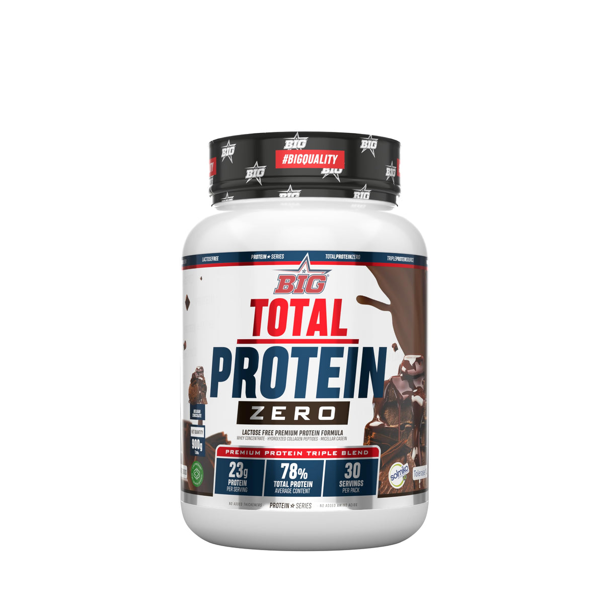 BIG Total Protein Zero - Proteína con whey y caseína, 900 gr, Belgian Choco 900g