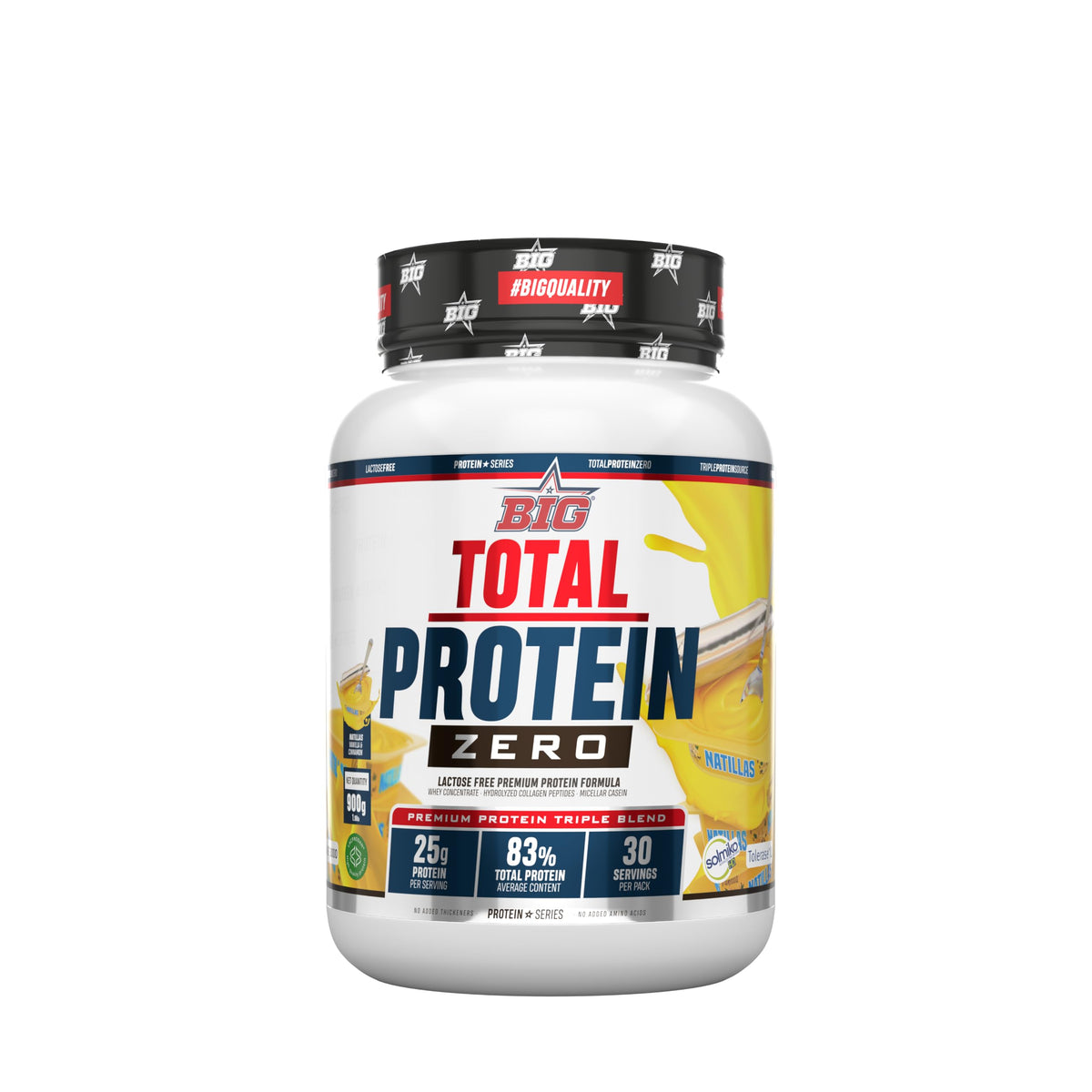 BIG Total Protein Zero - Proteína con whey y caseína, 900 gr, Custard 900g