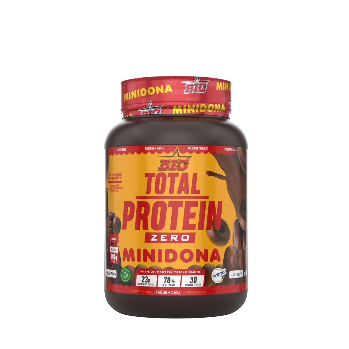 BIG Total Protein Zero - Proteína con whey y caseína, 900 gr, Mini Dona Dark 900g
