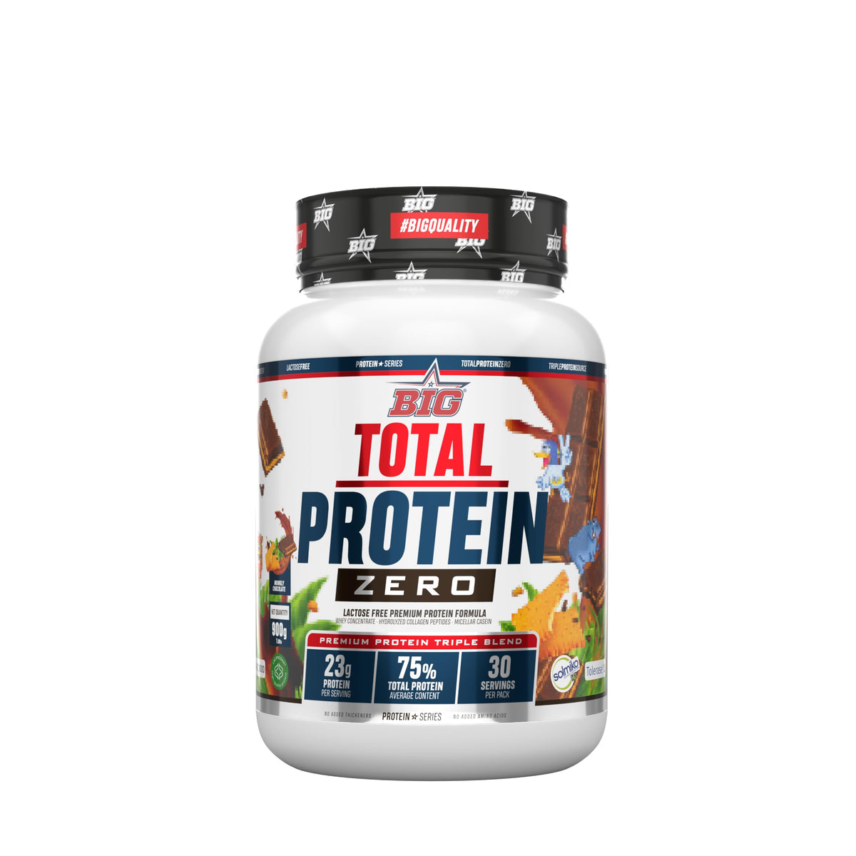 BIG Total Protein Zero - Proteína con whey y caseína, 900 gr, Mowgly Dark Choco 900g