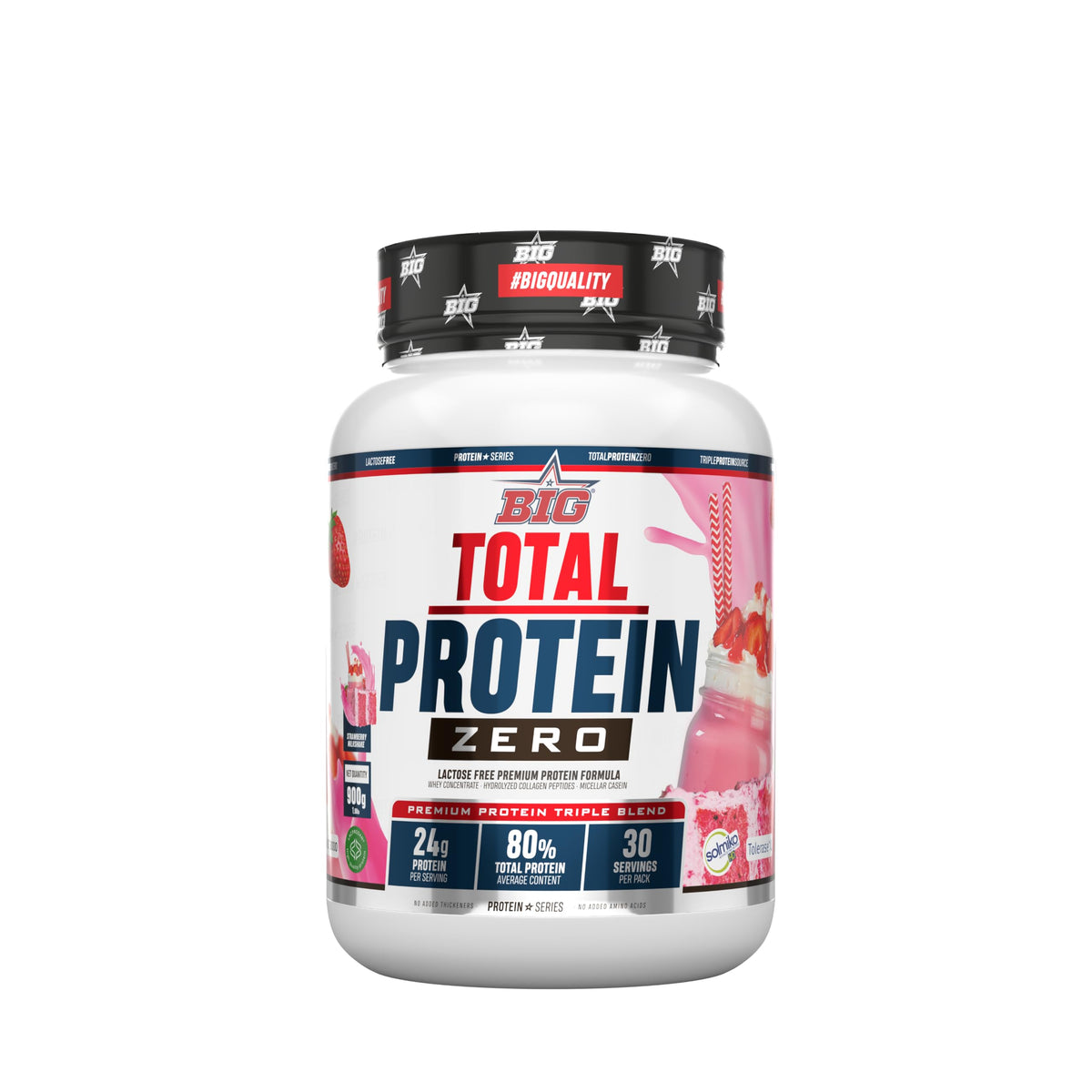 BIG Total Protein Zero - Proteína con whey y caseína, 900 gr, Strawberry 900g