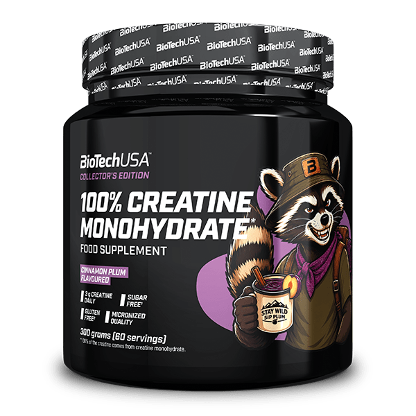 BioTechUSA Creatina Monohidrato 300 g sabor Ciruela y canela, envase oficial