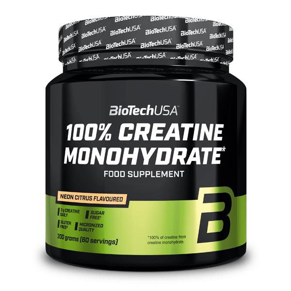 BioTechUSA Creatina Monohidrato 300 g sabor Cítrico neón, envase oficial