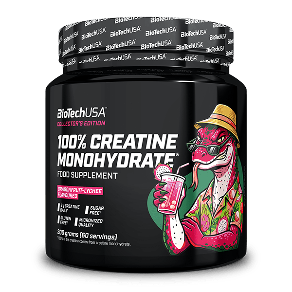 BioTechUSA Creatina Monohidrato 300 g sabor Fruta del dragón y lichi, envase oficial