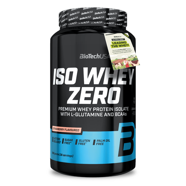 BioTechUSA Iso Whey Zero - Proteína aislada de suero, 908 g, fresa 