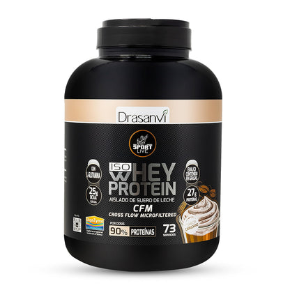 Drasanvi Sport Live Whey Aislada - Proteína aislada de suero, CAPUCHINO 2,2KG