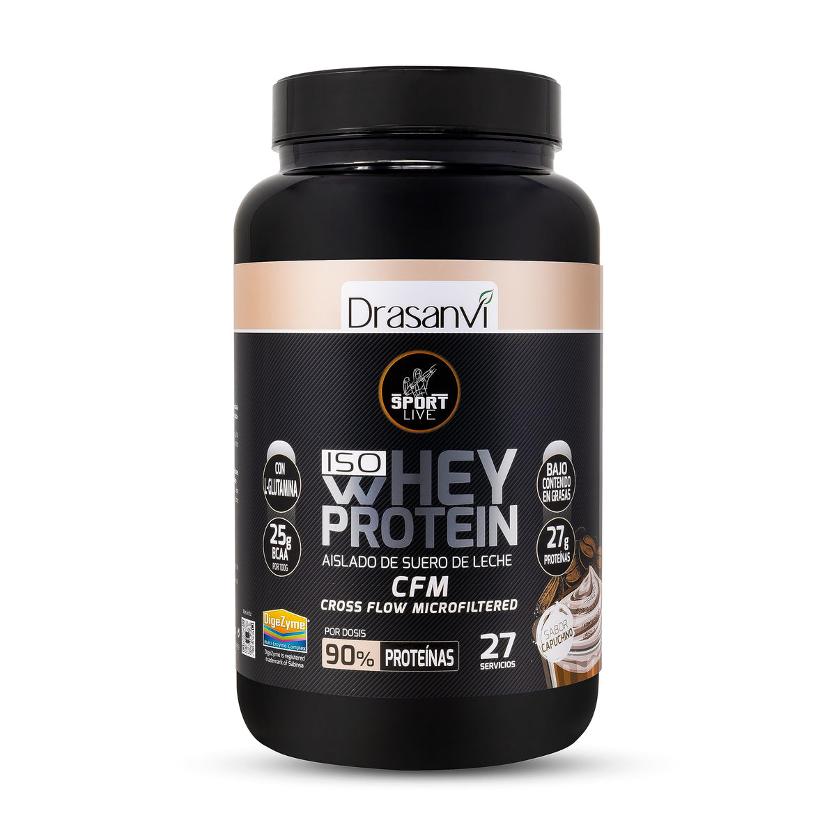 Drasanvi Sport Live Whey Aislada - Proteína aislada de suero, CAPUCHINO 800 gr