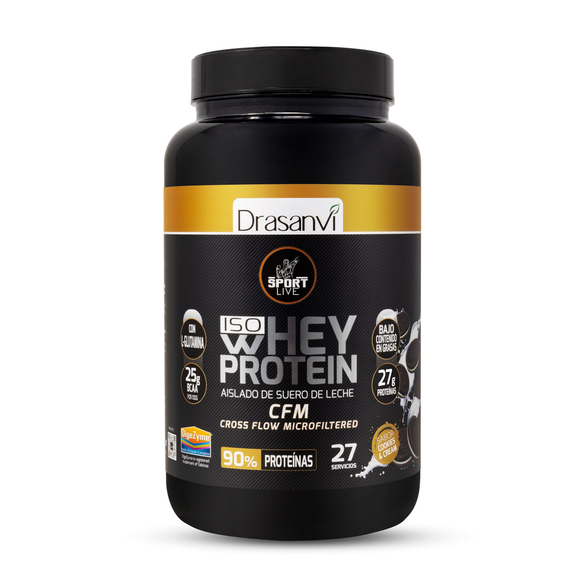 Drasanvi Sport Live Whey Aislada - Proteína aislada de suero, COOKIES & CREAM 800 gr