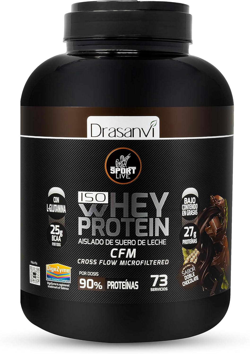 Drasanvi Sport Live Whey Aislada - Proteína aislada de suero, DOBLE CHOCOLATE 2,2KG