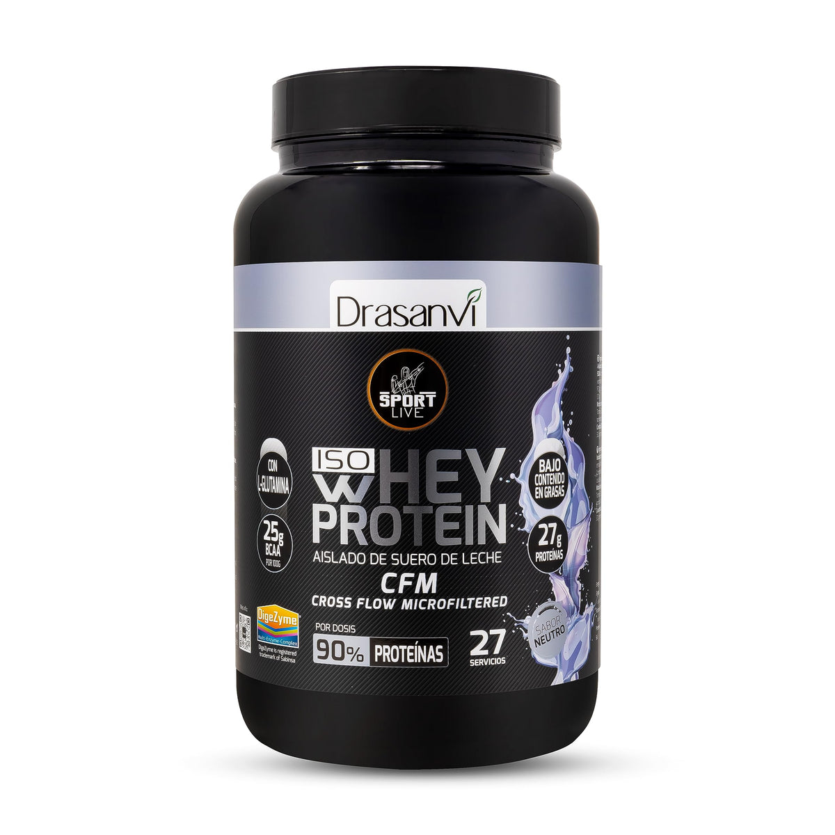 Drasanvi Sport Live Whey Aislada - Proteína aislada de suero, NEUTRA 800 gr