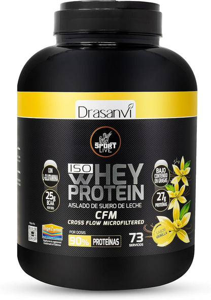 Drasanvi Sport Live Whey Aislada - Proteína aislada de suero, VAINILLA 2,2KG