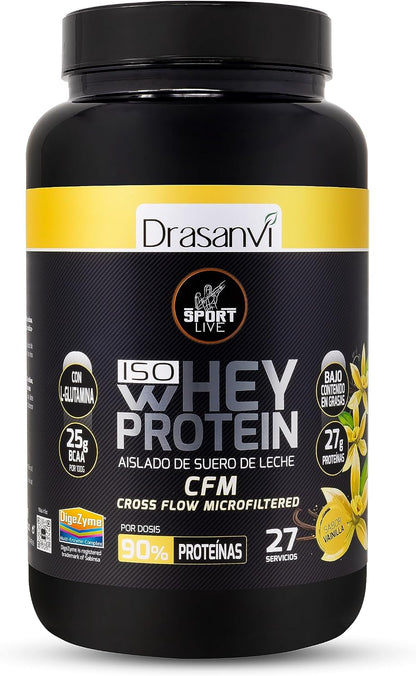 Drasanvi Sport Live Whey Aislada - Proteína aislada de suero, VAINILLA 800 gr