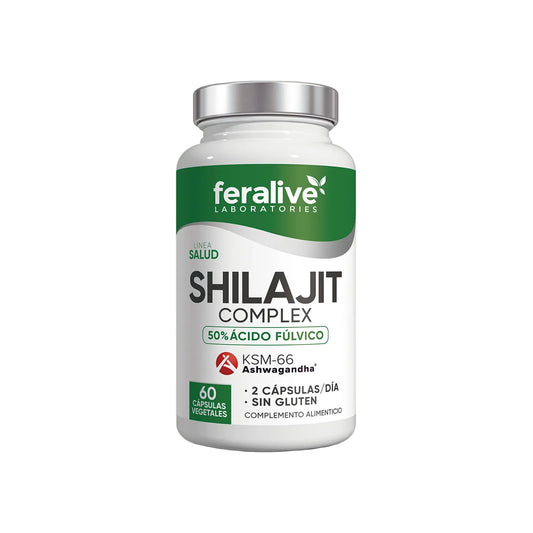 Feralive Shilajit Complex con KSM-66 - 60 cápsulas - envase frontal