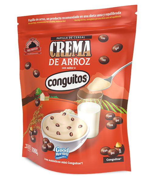 Max Protein Good Morning Crema de Arroz 1 kg, sabor Conguitos Dark