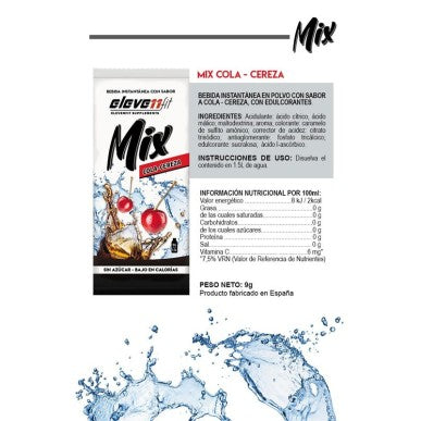 Etiqueta ingredientes y valores nutricionales Elevenfit Mix Sabor cola cereza