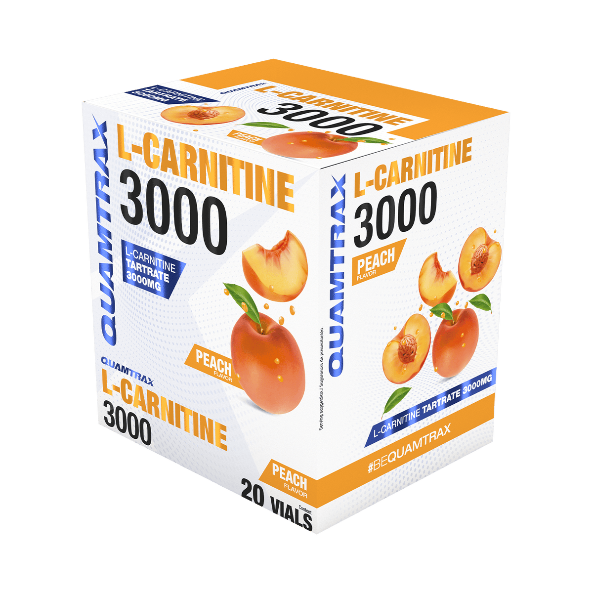 Quamtrax L-Carnitina 3000, caja de 20 viales sabor melocotón