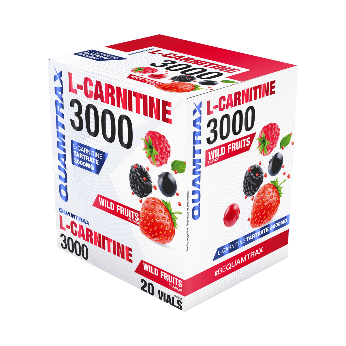 Quamtrax L-Carnitina 3000, caja de 20 viales sabor frutas del bosque