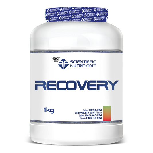 Scientiffic Nutrition Recovery 1 kg, sabor fresa-kiwi, envase blanco